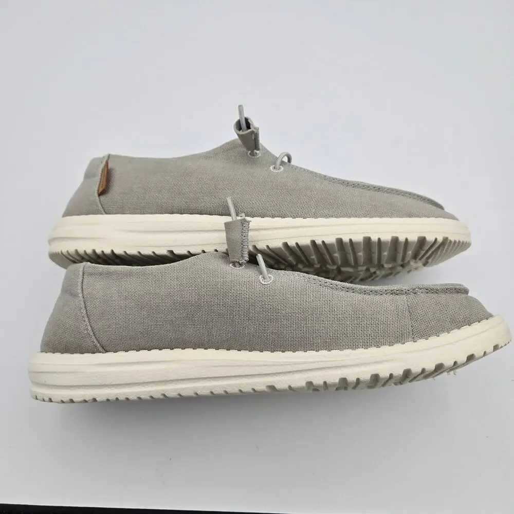 Hey Dude Wendy Chambray Light Grey Slip‑On Shoes – Women’s 8